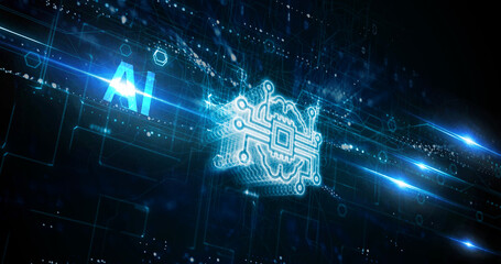 artificial intelligence (ai), machine learning and modern computer technologies concepts. business, 