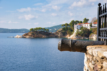 Poster - Skiathos Island, Greece. Skiathosold town .