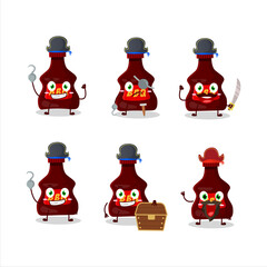 Wall Mural - Cartoon character of bbq sauce with various pirates emoticons