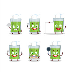 Sticker - Cartoon character of green apple juice with various chef emoticons