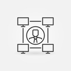 Poster - Online Business Communication vector thin line concept icon or design element