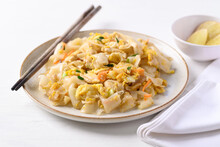 Thai Food (Kuaitiao Khua Kai), Stir Fried Rice Noodles With Egg And Chicken
