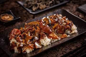 Canvas Print - Beef with shiitake and bamboo