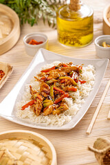 Wall Mural - Stir frying chicken