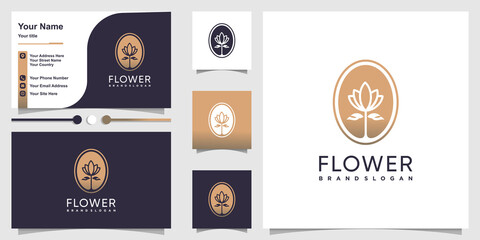 Wall Mural - Flower logo with unique and fresh concept and business card design Premium Vector