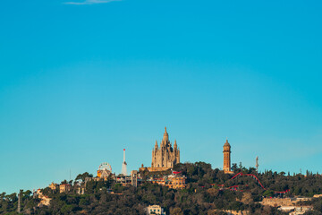 Sticker - Tibidabo church on mountain in Barcelona. Spain