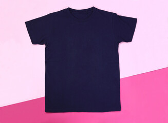 Sticker - Front navy blue tshirt on pink pastel background