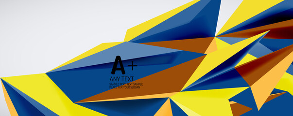 Vector triangle geometric backgrounds. Low poly 3d shape on light backdrop. Vector illustration for covers, banners, flyers and posters and other designs