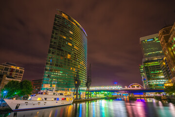 Sticker - Docklands at Canary Wharf at night in London