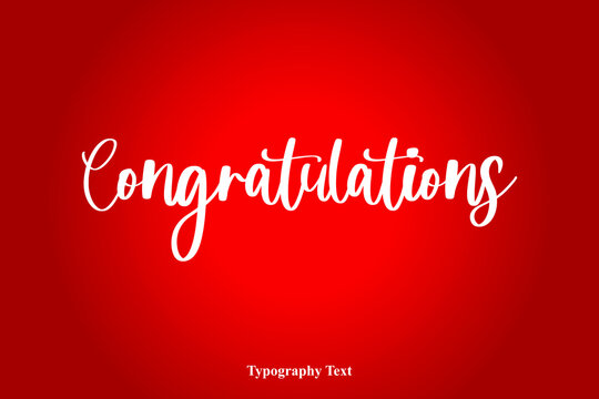Congratulations Typography Typescript On Red Gradient Background  