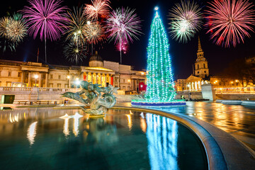 Poster - Fireworks display at Trafalgar Square in London