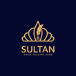 the sultan's crown logo design, a minimalist and luxurious royal symbol icon vector in gold