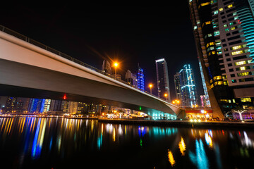 Canvas Print - Dubai marina at night, UAE