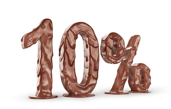 Different numbers from chocolate on a white background. 3d illustration