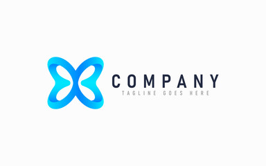 Poster - Creative Abstract Blue Connection Logo Design, Usable For Business, Community, Industrial, Foundation, Tech, Services Company. Flat Vector Logo Design Illustration.