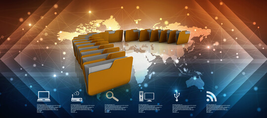 Poster - 3d rendering Documents copying one file to another
