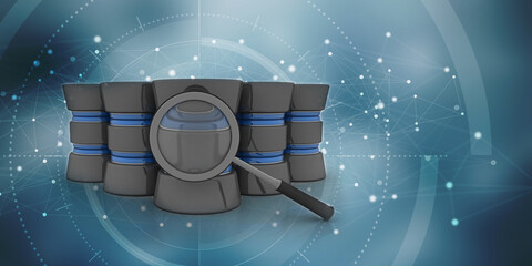 Poster - 3d rendering Database storage data base search concept