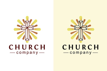 Church Cross Lights Logo Design