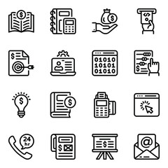 Wall Mural - 
Pack of Finance Books and Innovation Glyph Icons 
