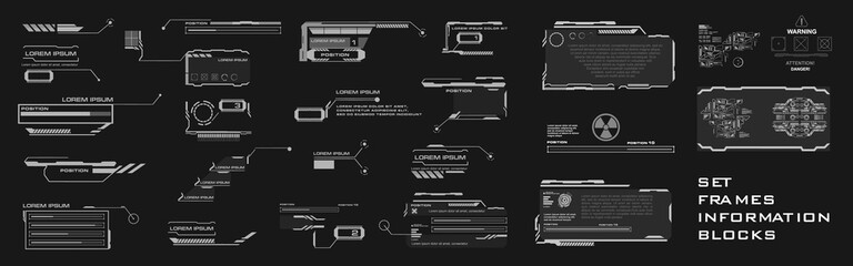 Poster - set of frames and callouts with information. futuristic user interface screen elements set hud, gui,