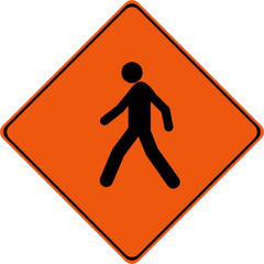 Wall Mural - Warning sign with pedestrian