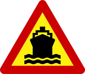 Sticker - Warning sign with ship