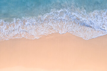 Wall Mural - (Top view) Aerial view drone over beach sea. Beautiful sea waves. Beach sand and amazing sea. Summer sunset seascape. Phuket Thailand Beach. Water texture. Top view of the fantastic natural sunsets