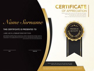 diploma certificate template black and gold color with luxury and modern style vector image, suitable for appreciation.  Vector illustration EPS10.