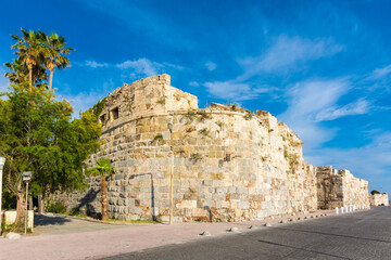 Wall Mural - Town Harbour and Neratzia Castle wall view in Kos Island. Kos Island is populer tourist destination in Greece.