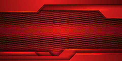 Abstract black metallic overlap red light hexagon mesh design modern luxury futuristic technology background vector illustration.
