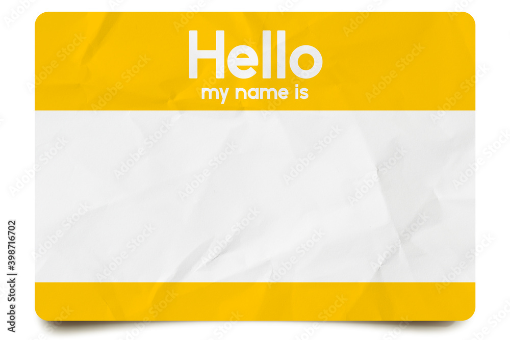 Yellow hello my name is name tag blank template - obrazy, fototapety, plakaty 