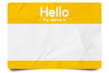 Yellow Hello My Name Is Name Tag Blank Template
