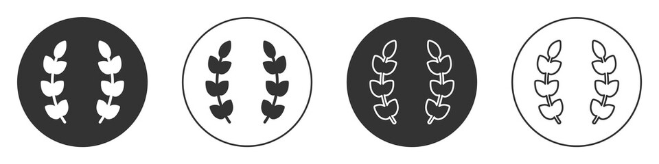 Poster - Black Laurel wreath icon isolated on white background. Triumph symbol. Circle button. Vector.