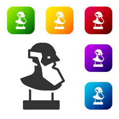 Sticker - Black Ancient bust sculpture icon isolated on white background. Set icons in color square buttons. Vector.