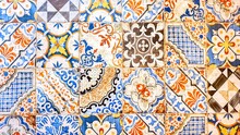 Typical Colorful Sicilian Floor And Wall Tiles In Different Patterns And Design