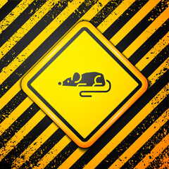 Poster - Black Experimental mouse icon isolated on yellow background. Warning sign. Vector.