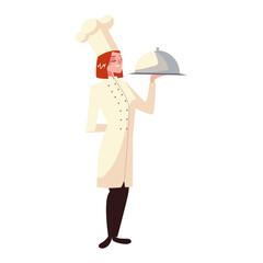 Wall Mural - female chef catering service worker occupation restaurant