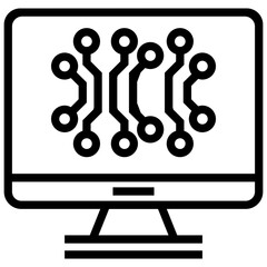 Poster - Icon of digital economy in line design.