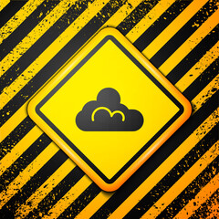 Black Cloud weather icon isolated on yellow background. Warning sign. Vector.