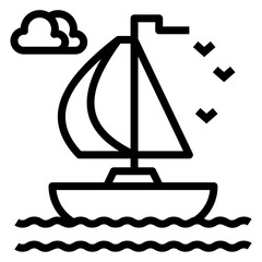 Wall Mural - Sailing boat in line  vector 