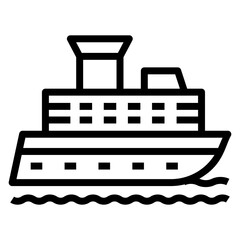 Wall Mural - Sea ship icon in line vector 