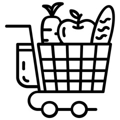 Sticker - Organic grocery trolley icon design