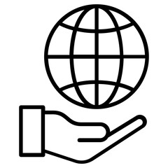 Poster - Global protection hand in line vector 