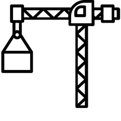 Sticker - Industrial tower crane in line vector 