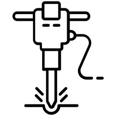 Sticker - Jackhammer icon in line design 