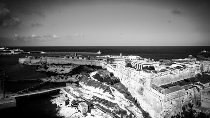 Wall Mural - Kalkara Malta and Fort Rikasoli from above - aerial photography