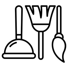 Sticker - Cleaning tools line vector icon 