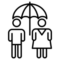 Sticker - Family insurance icon in line design.