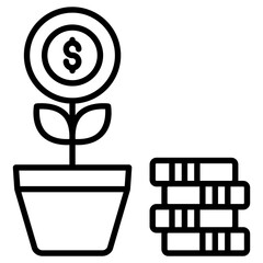 Canvas Print - Icon of  business growth plant in line design 