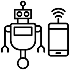 Wall Mural - Mobile control robot, wireless robot icon in line icon 